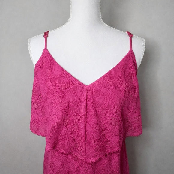 Guess Pink Lace Maxi Dress Adjustable Strap Y2K Coquette Wedding Guest Size 10 - Picture 2 of 10